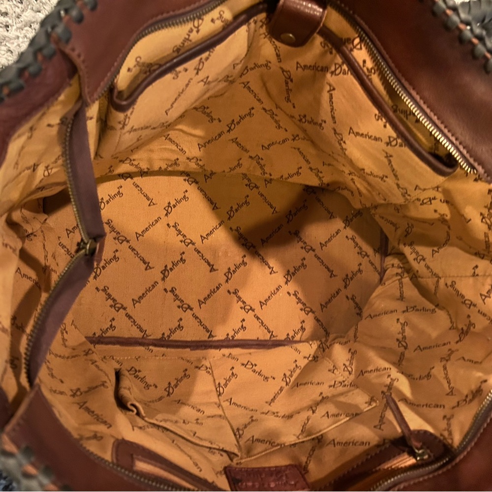 American Darling Brown Leather Tote with Fringe - Picture 5 of 6